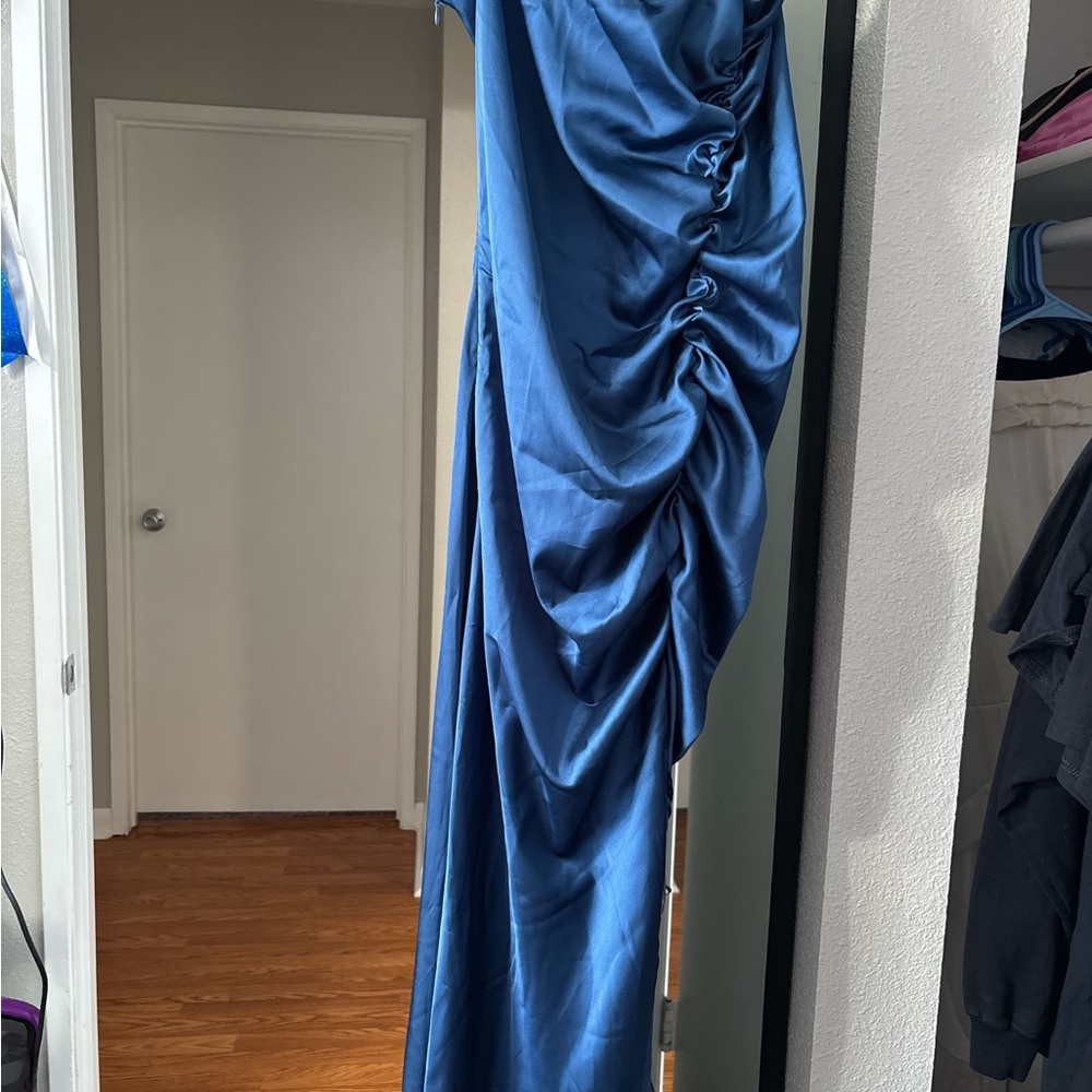 Cider Teal Dress with Ruched Detail